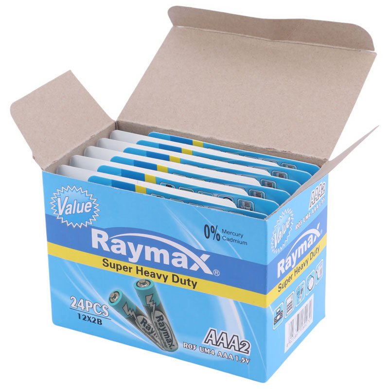 باتری دوتایی نیم قلمی Raymax Super Heavy Duty R03 1.5V AAA