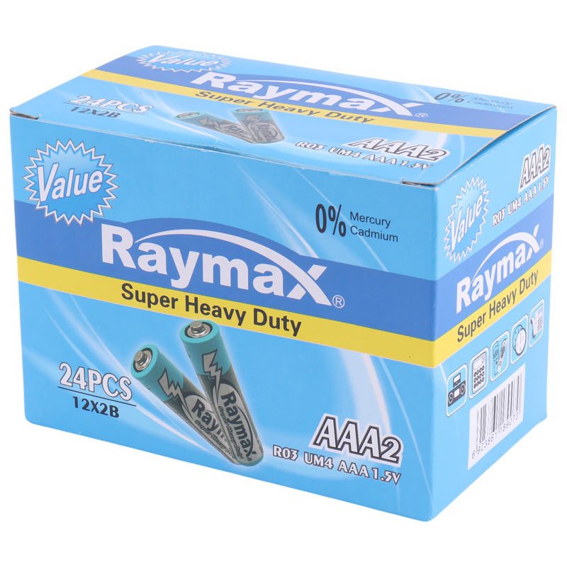 باتری دوتایی نیم قلمی Raymax Super Heavy Duty R03 1.5V AAA