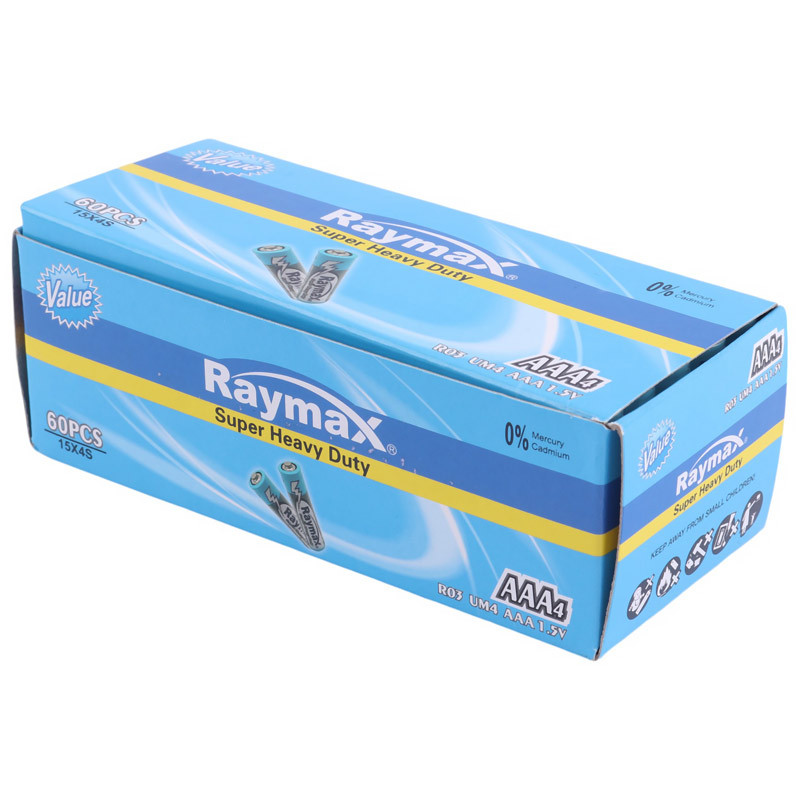 باتری چهارتایی نیم قلمی Raymax Super Heavy Duty R03 1.5V AAA شرینک