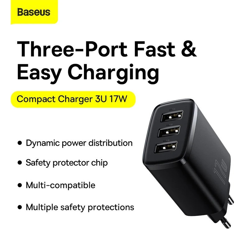 کلگی فست شارژ Baseus Compact CCXJ02010 3Port 12W