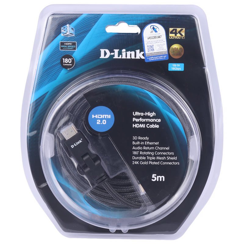 کابل HDMI 4K دی لینک HDMI HCB-4AABLBRR-5 طول 5 متر
