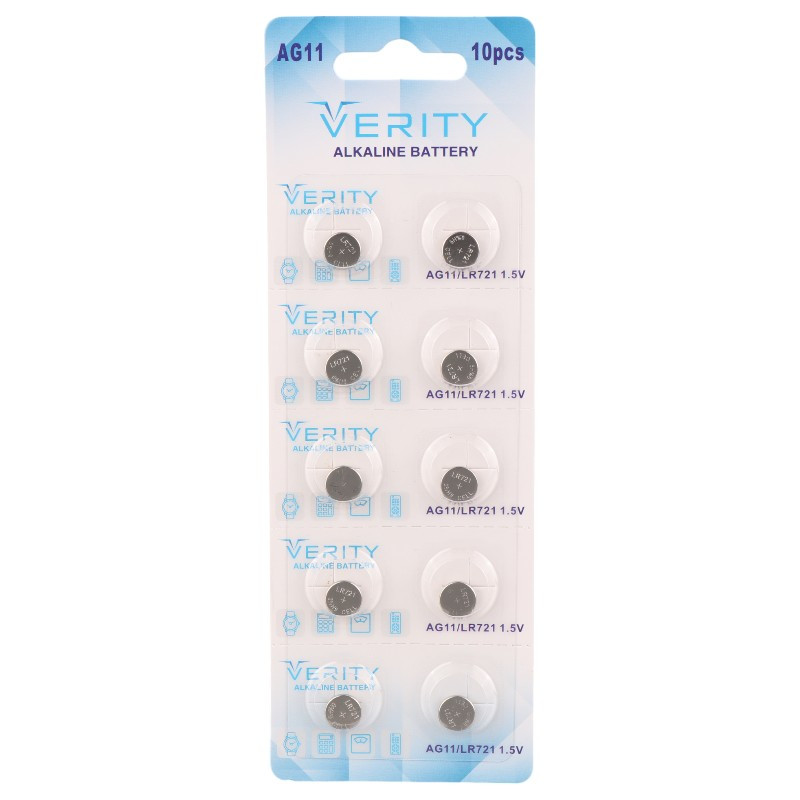 باتری سکه ای Verity Alkaline AG11 بسته 10 عددی