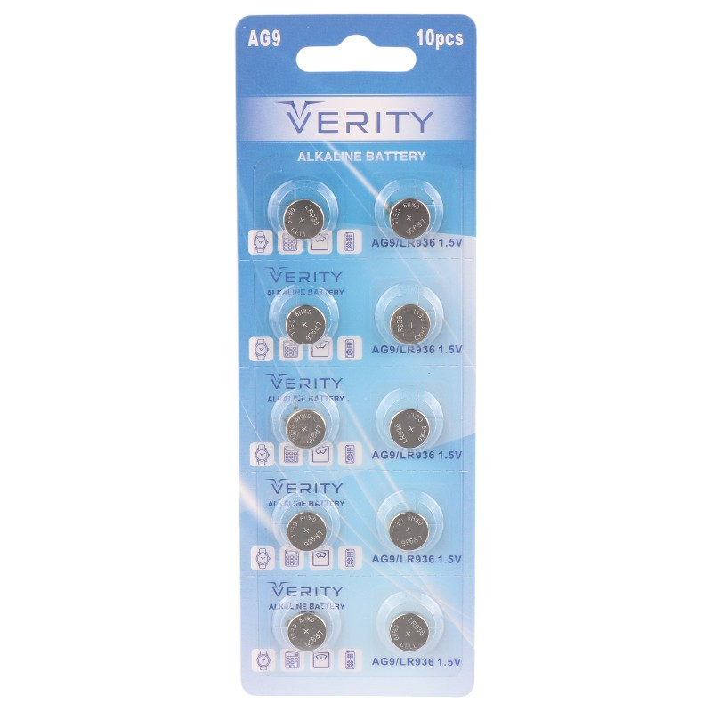 باتری سکه ای Verity Alkaline AG9 بسته 10 عددی