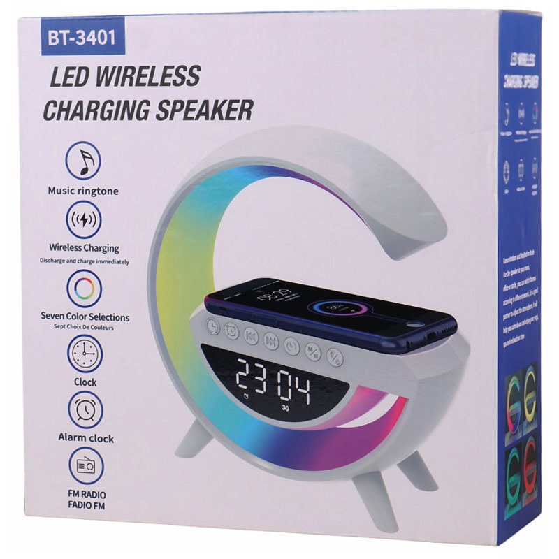 شارژر بی سیم و چراغ رومیزی اسپیکر دار BT-3401 15W
