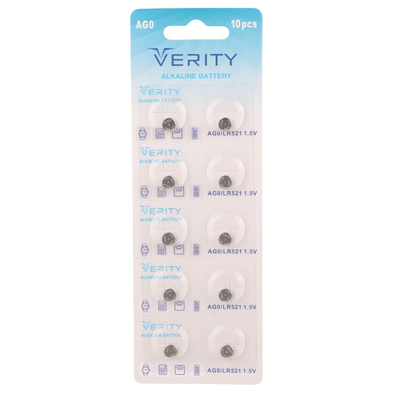 باتری سکه ای Verity Alkaline AG0&nbsp;بسته 10 عددی