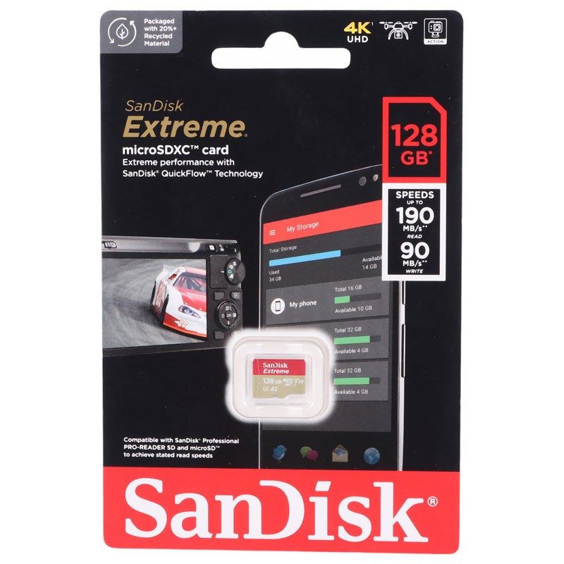 رم میکرو 128 گیگ سن دیسک SanDisk Extreme A2 V30 U3 190MB/s