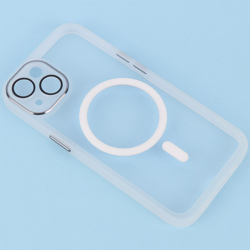قاب PC شفاف متال ایرون دور رنگی مگ سیف محافظ لنزدار iPhone 13