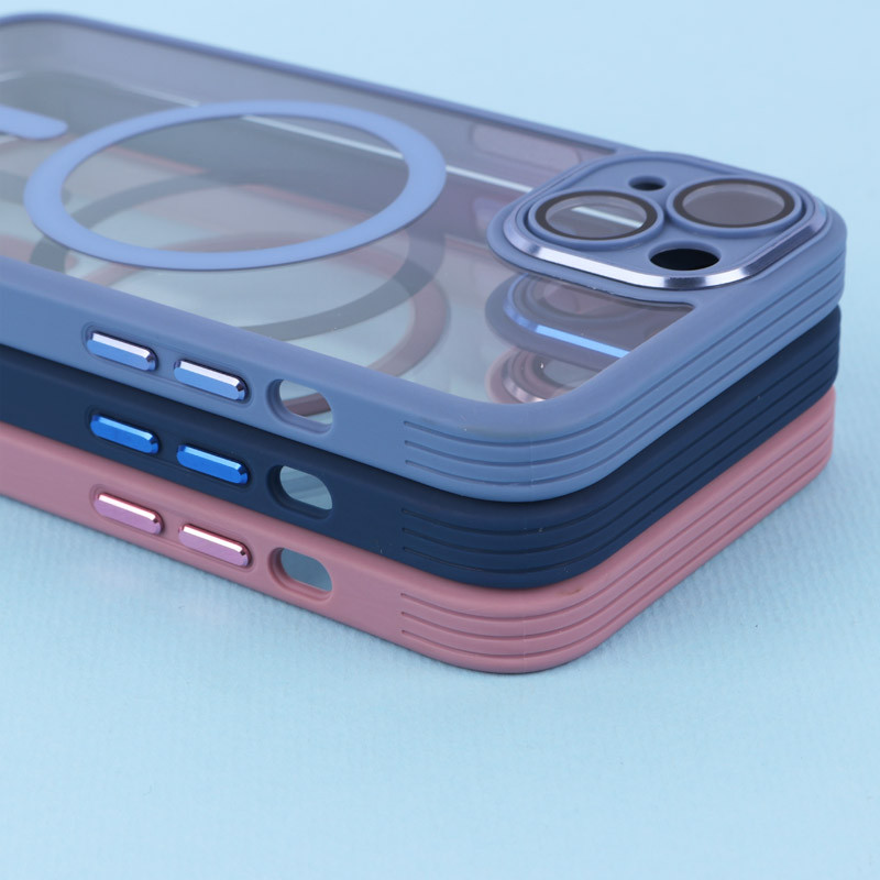 قاب PC شفاف متال ایرون دور رنگی مگ سیف محافظ لنزدار iPhone 13