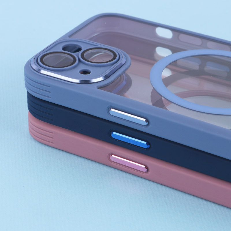 قاب PC شفاف متال ایرون دور رنگی مگ سیف محافظ لنزدار iPhone 13