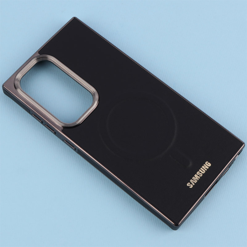 قاب چرمی مگ سیف سامسونگ Galaxy S24 Ultra دور لنز براق