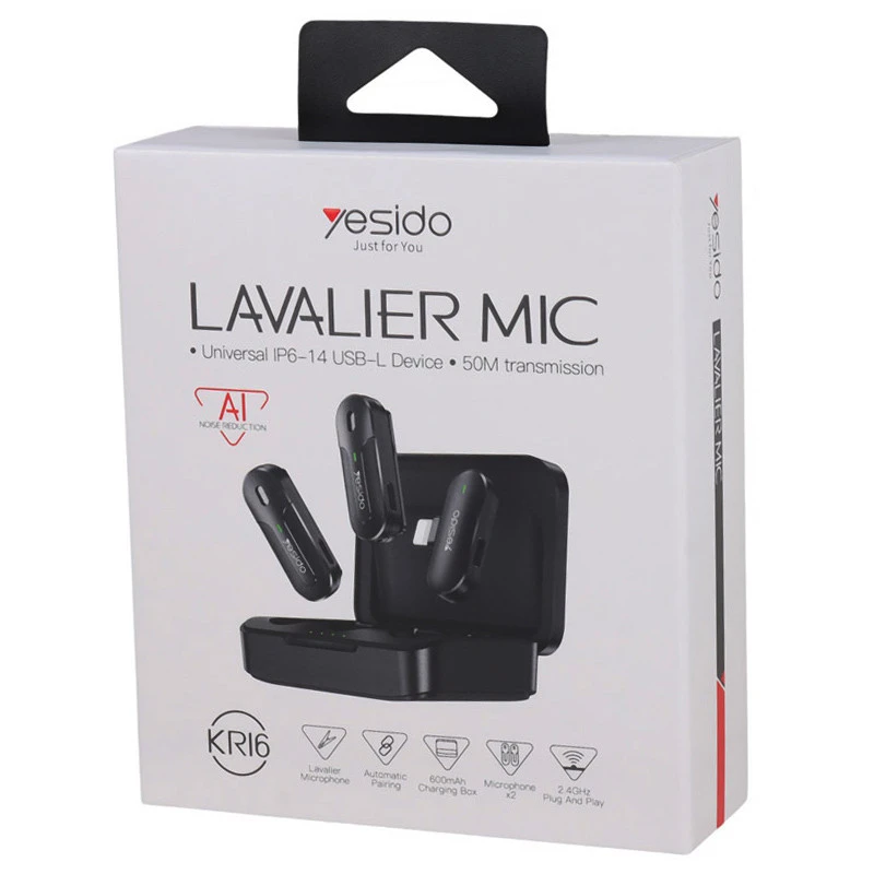 میکروفون یقه ای بی سیم Yesido KR16 Lightning