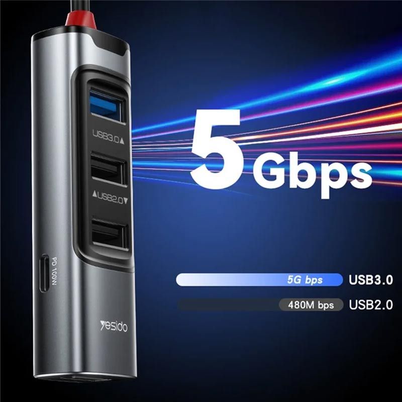 هاب 5 پورت Type-C /USB یسیدو HB20