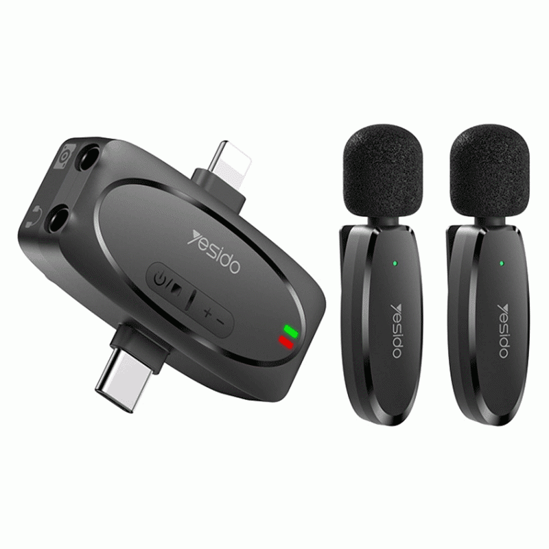 میکروفون یقه ای بی سیم Yesido KR15 Type-C / Lightning
