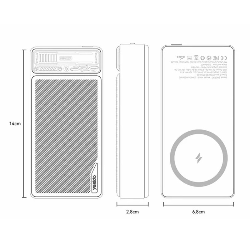 پاور بانک بی سیم فست شارژ 20000 یسیدو Yesido YP58 PD 22.5W