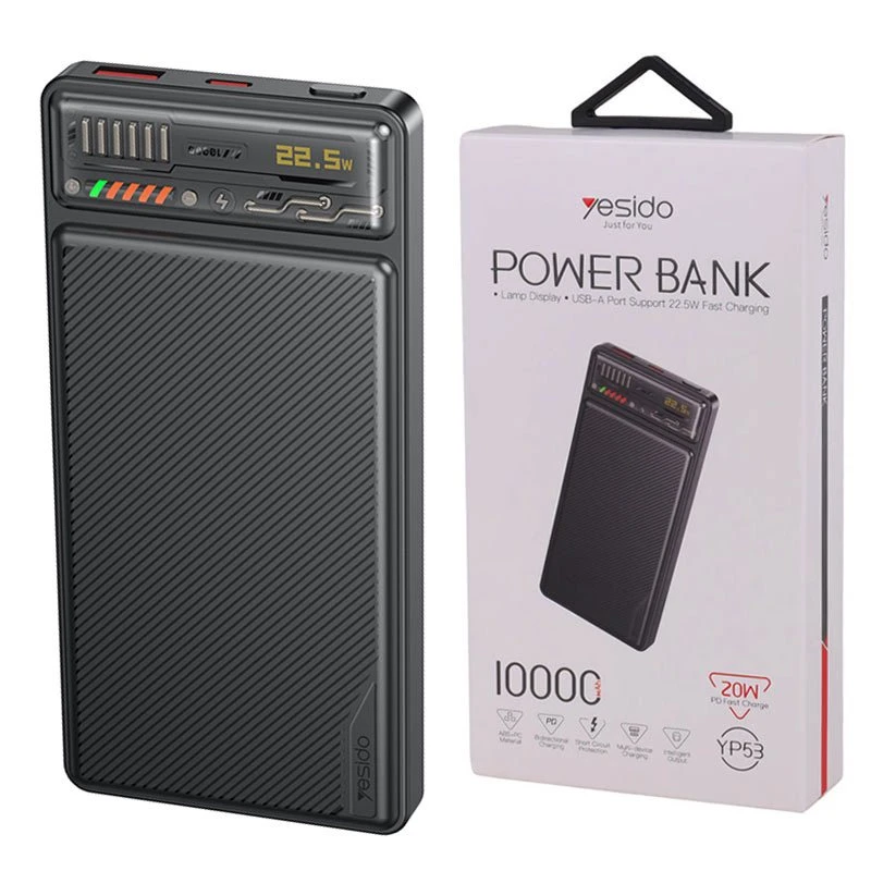 پاور بانک فست شارژ یسیدو YP53 PD 22.5W ظرفیت 10000 میلی آمپر ساعت