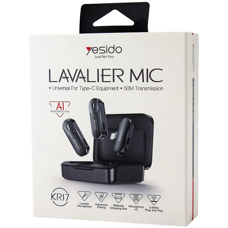 میکروفون یقه ای بی سیم Yesido KR17 Type-C