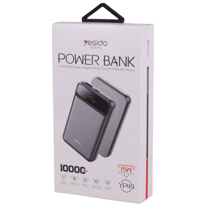 خرید پاور بانک بی سیم Yesido YP49 ظرفیت 10000 میلی آمپر