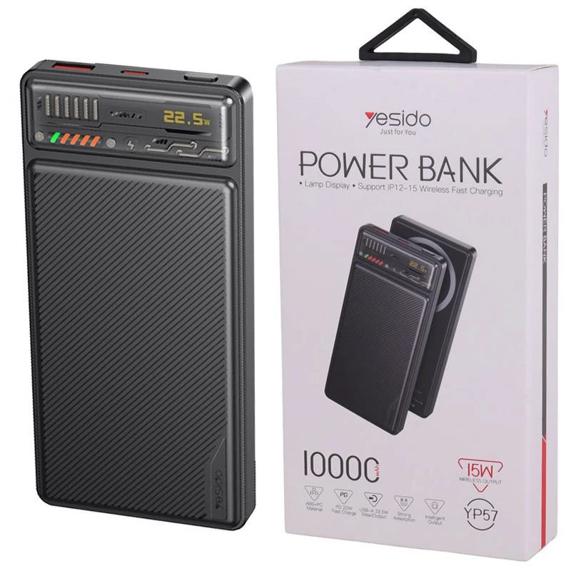 پاور بانک بی سیم فست شارژ یسیدو YP57 QC3.0 PD 22.5W ظرفیت 10000 میلی آمپر ساعت