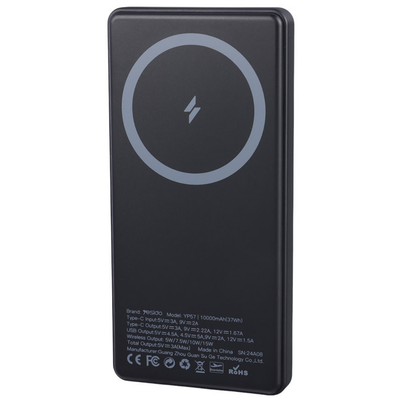 پاور بانک بی سیم فست شارژ یسیدو YP57 QC3.0 PD 22.5W ظرفیت 10000 میلی آمپر ساعت