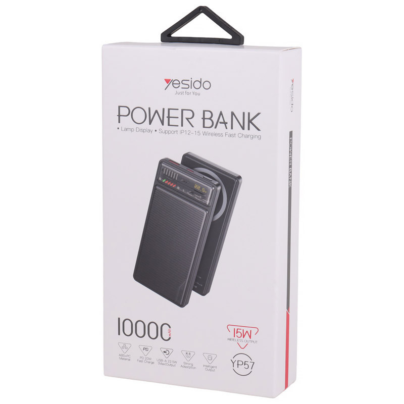 پاور بانک بی سیم فست شارژ یسیدو YP57 QC3.0 PD 22.5W ظرفیت 10000 میلی آمپر ساعت