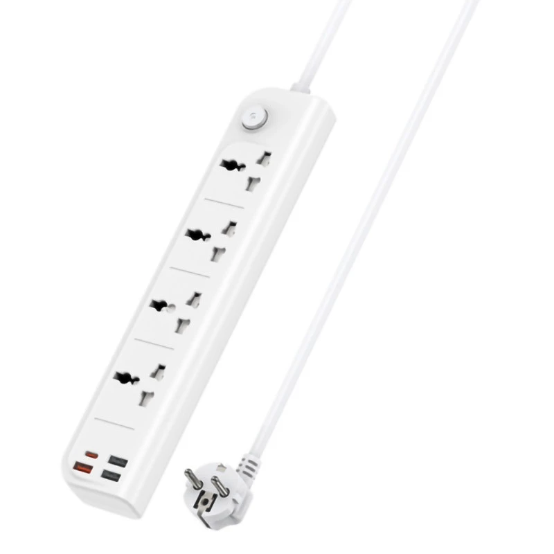 چند راهی 4 خانه برق یسیدو MC18 با کابل 2 متری + شارژر USB و Type-C
