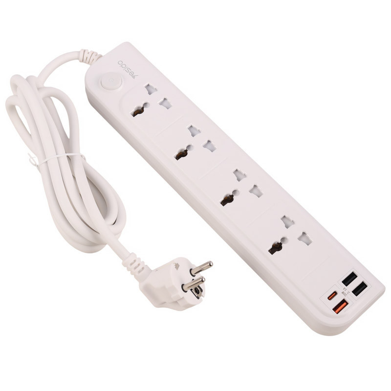 چند راهی 4 خانه برق یسیدو MC18 با کابل 2 متری + شارژر USB و Type-C