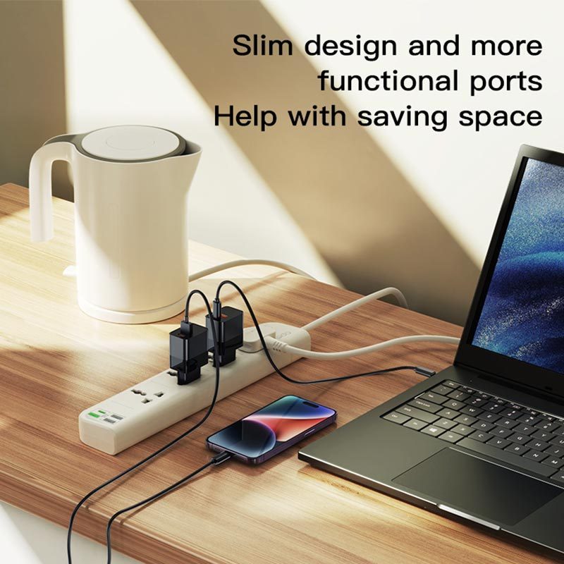 چند راهی 4 خانه برق یسیدو MC18 با کابل 2 متری + شارژر USB و Type-C