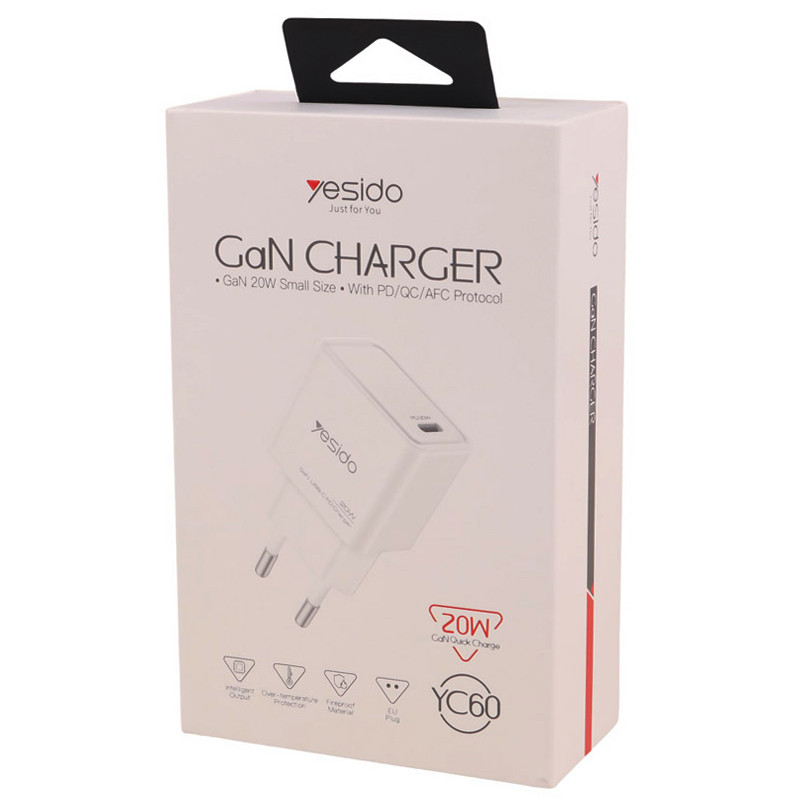 شارژر دیواری 20 وات یسیدو YC60 Gan QC PD 3A