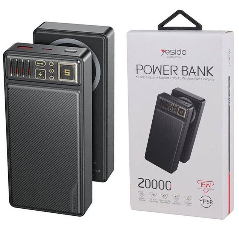 پاور بانک بی سیم فست شارژ یسیدو YP58 PD 22.5W ظرفیت 20000 میلی آمپر ساعت