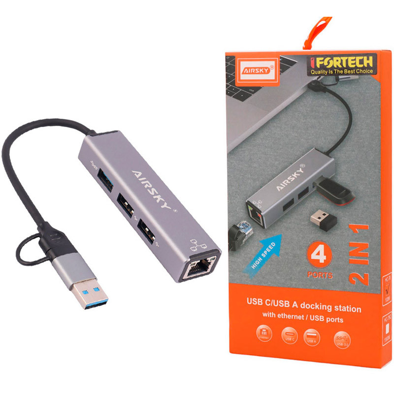 هاب 4 پورت Type-C /USB آیفورتک Airsky HC-78