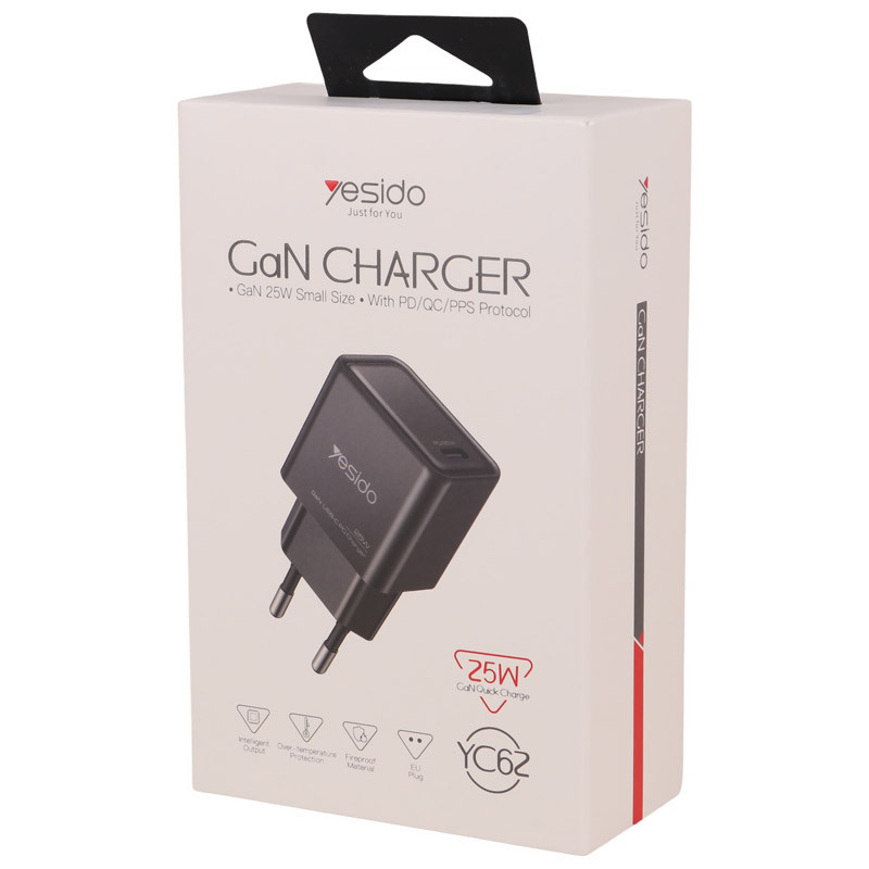 شارژر دیواری 25 وات یسیدو YC62 QC3.0 PD 3A