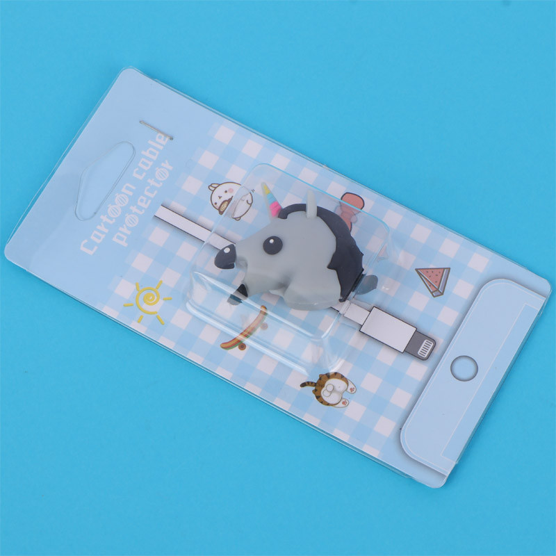 محافظ کابل شارژر طرح اسب تک شاخ طوسی مشکی