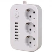 چند راهی 3 خانه برق Q-7 با کابل 2 متری + شارژر USB