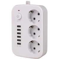 چند راهی 3 خانه برق Q-7 با کابل 2 متری + شارژر USB