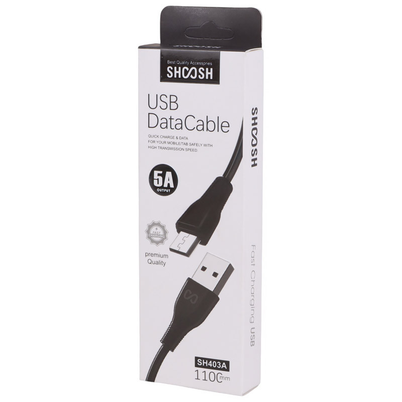 کابل میکرو یو اس بی فست شارژ SHOOSH SH403A 5A 1.1m