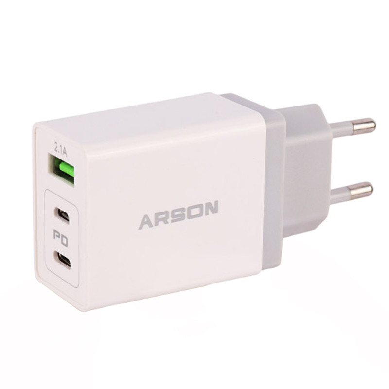 شارژر دیواری فست شارژ Arson AN-88 2.1A PD 10.5W + کابل 3 سر