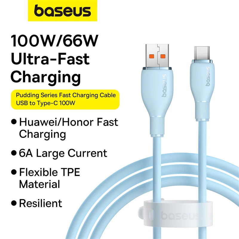 کابل تایپ سی فست شارژ Baseus Pudding Series P10355703 6A 100W 1.2m کد 2