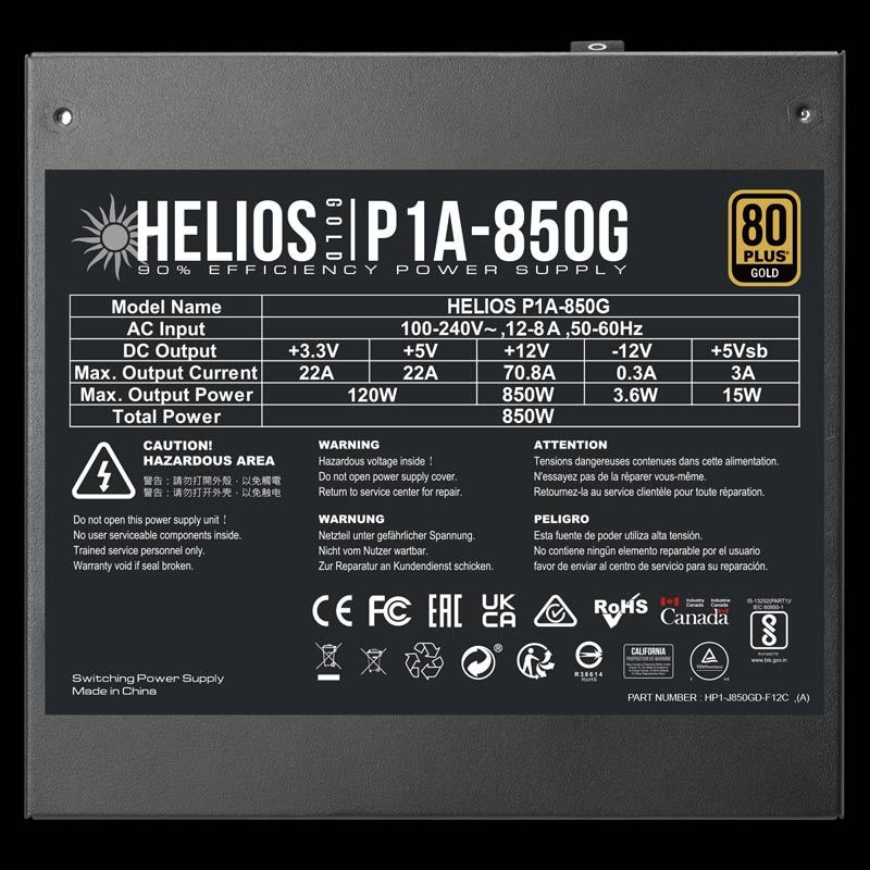 پاور ماژولار گیم دیاس Gamdias HELIOS P1A-850G Gold 850W