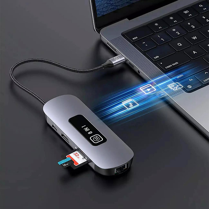 هاب و رم ریدر Usams US-SJ643 Type-C To USB3.0/HDMI/RJ45/SD/Micro SD/Type-C PD