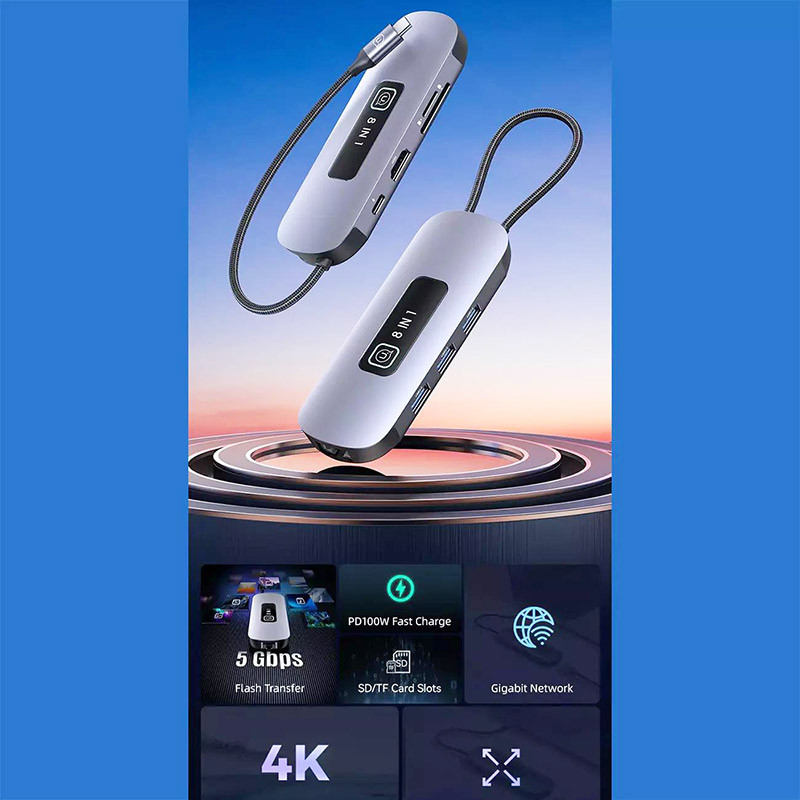 هاب 8 پورت Type-C یوسامز US-SJ643