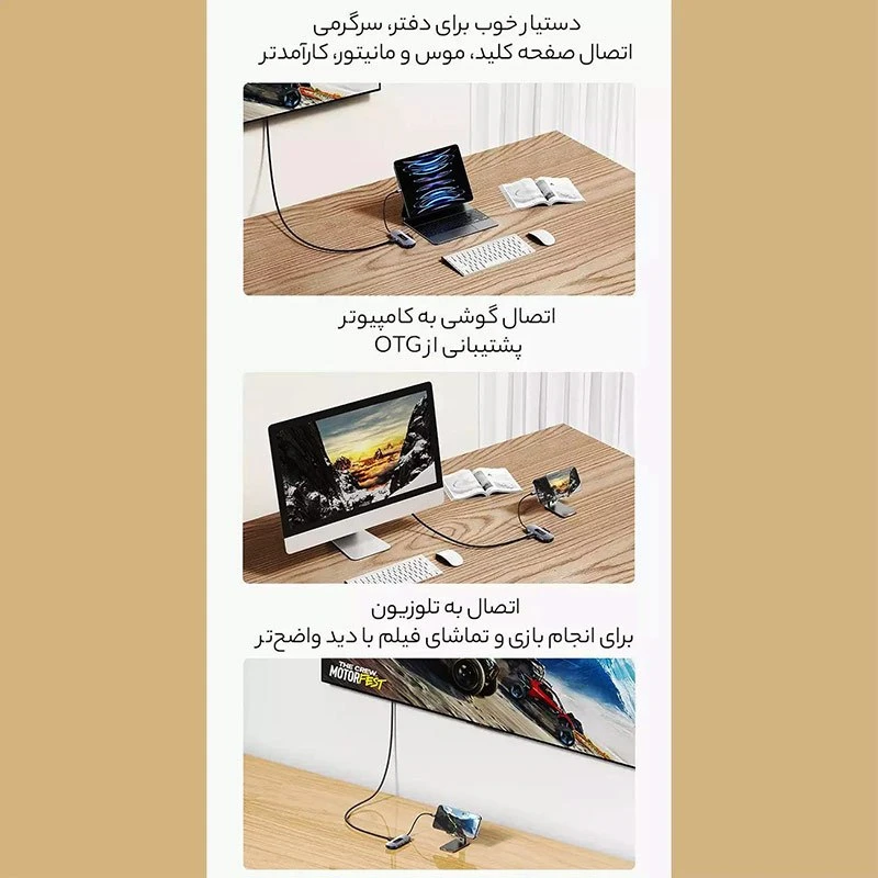 هاب 8 پورت Type-C یوسامز US-SJ643
