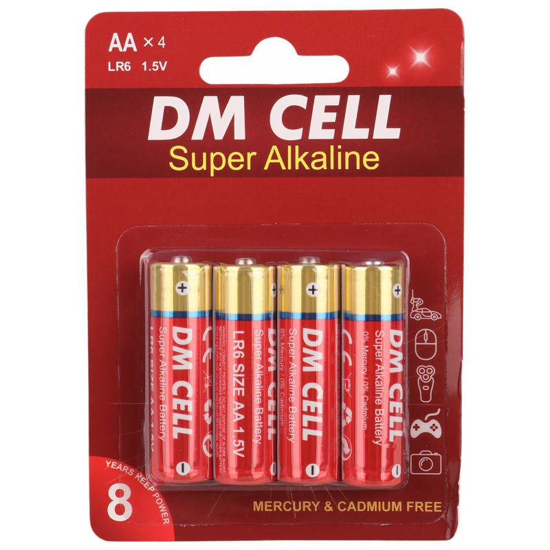 باتری چهارتایی قلمی DM Cell Super Alkaline LR6 AM3 1.5V AA