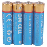 باتری چهارتایی نیم قلمی DM Cell Super Heavy Duty R03 UM4 1.5V AAA