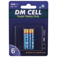 باتری دوتایی نیم قلمی DM Cell Super Heavy Duty R03 1.5V AAA