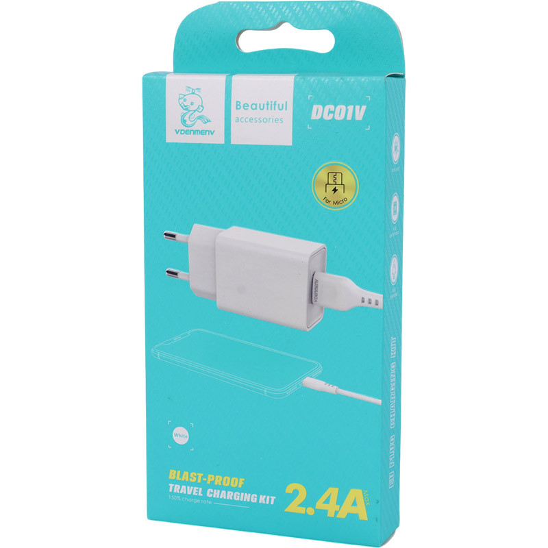 شارژر دیواری فست شارژ Vdenmenv DC01V 2.4A + کابل میکرو یو اس بی