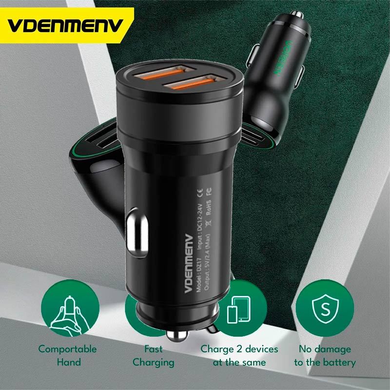 شارژر فندکی فست شارژ Vdenmenv DZ17 2.4A 12W