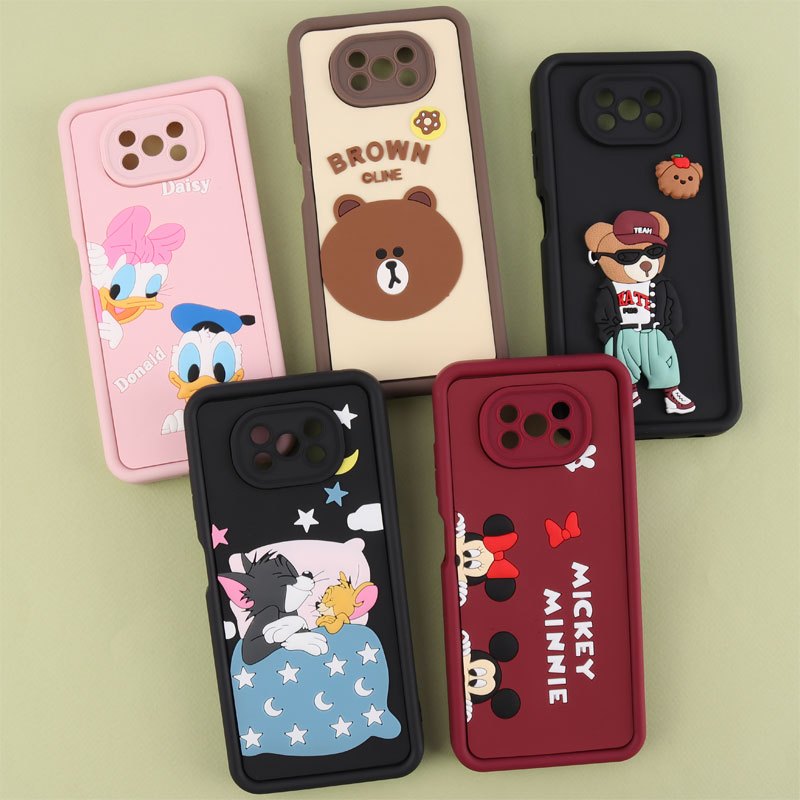 قاب سولید شیائومی Poco X3 / X3 NFC / X3 Pro کارتونی برجسته محافظ لنزدار