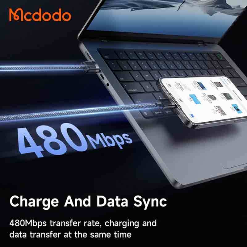 کابل آیفونی فست شارژ Mcdodo CA-600 3A 1.2m