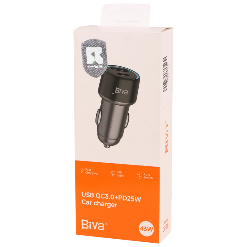 شارژر فندکی فست شارژ Biva CC-38 3A QC3.0 PD 25W