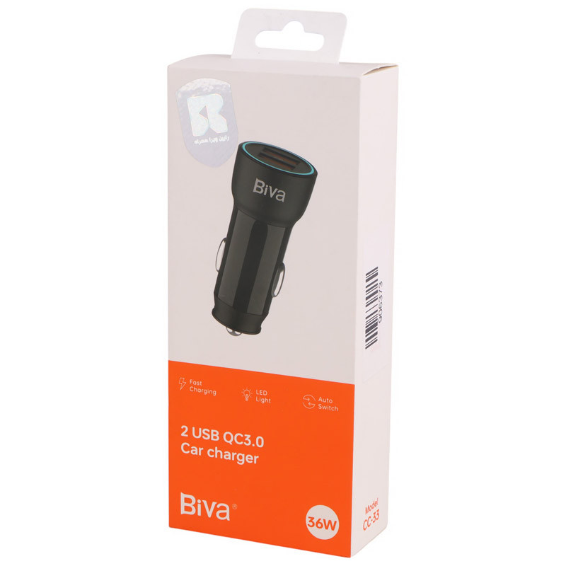 شارژر فندکی فست شارژ Biva CC-33 3A QC3.0 PD 18W